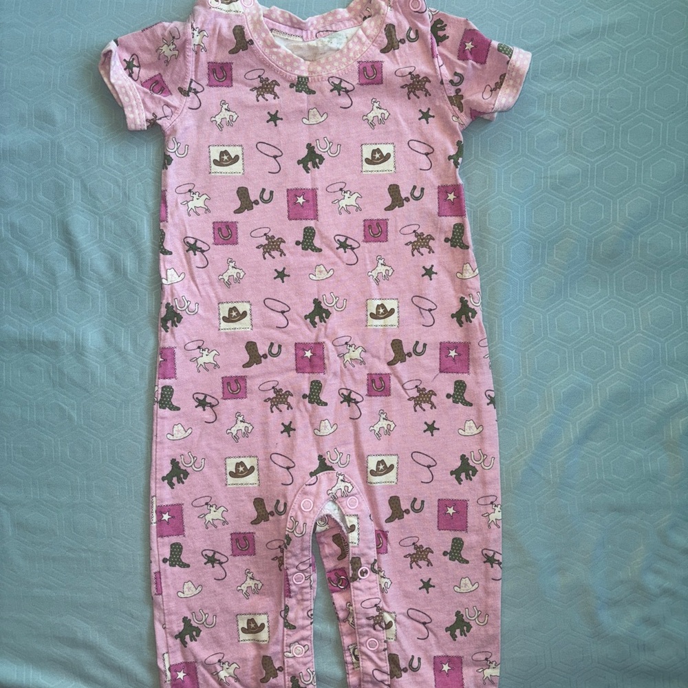 Pink Kids One Piece with Western Print